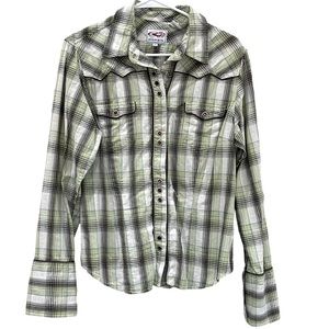ROPER Plaid Button Down Snap Closure Western Shirt SZ L